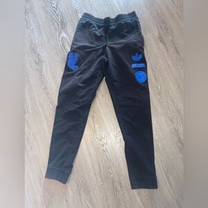 adidas Black Track Joggers with Bright Blue Logo Accents